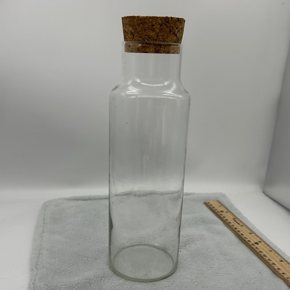 Clear Glass Bottle with a Cork Stopper-Storage Counter Top Container